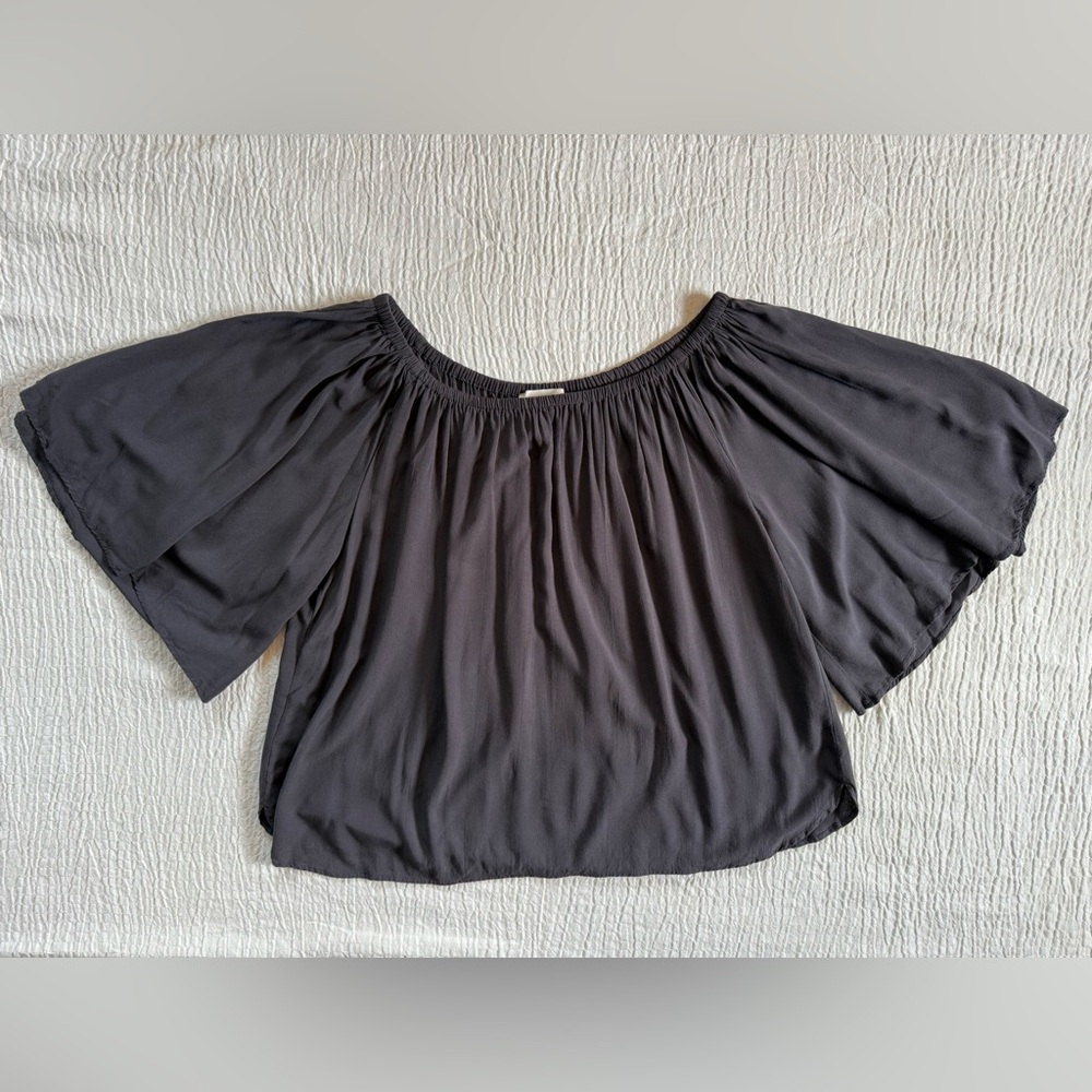 LOFT Charcoal Off-Shoulder Blouse